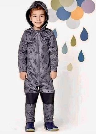 Комбінезон дощовик на флісі softshell грязепруф принт роботи lupilu (німеччина)