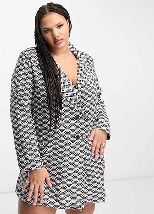 Heartbreak plus – картата сукня-блейзер оверсайз чорно-білого кольору