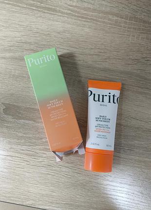 Purito seoul daily soft touch sunscreen spf 50 pa ++++ сонцезахисний крем з керамідами 60мл