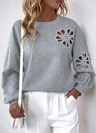 Элегантный женский свитшот светло серого цвета,42-44 г