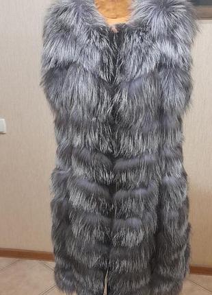 Жилет из чернобурки натуральный мех