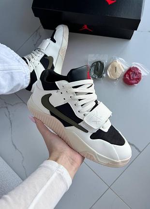 Кроссовки jordan x travis scott cut thestar green white black