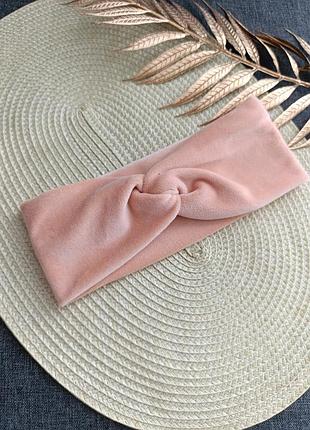 Велюрова пов'язка на голову осіння персикова пов'язка на голову