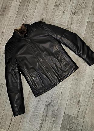 Зимова чоловіча натуральна дублянка ares leather&fur. розмір  l-xl