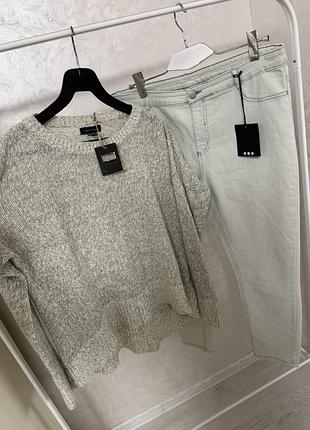 Костюм фісиагкрвп кофта салатова сіра джинси мом сирейчеві прямі завужені  джегінси великого розміру