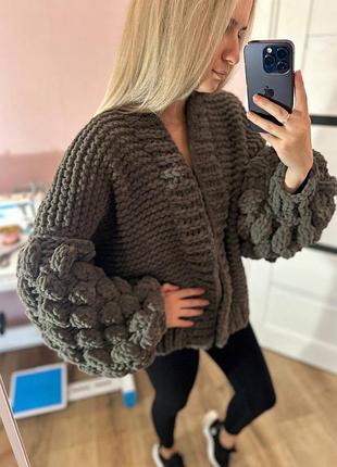 Кардиган женский плюшевый с объемными рукавами