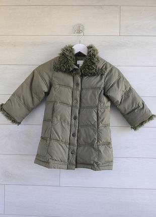 Теплое пальто куртка h&amp;m 92 см зимняя демисезонная хаки 1,5 - 2 года