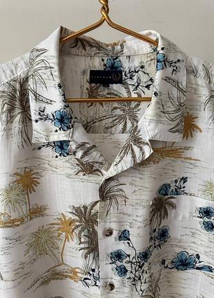 Шикарная гавайская рубашка lincoln белого цвета, размир xxl