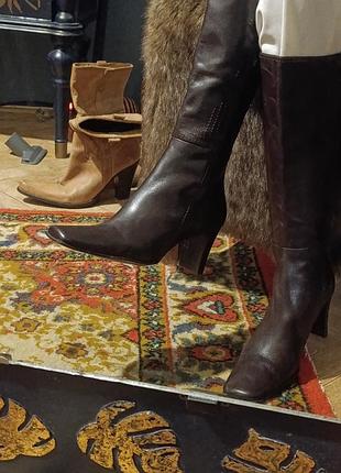 Кожаные сапоги с квадратным носом