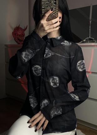 Сорочка сітка з принтом