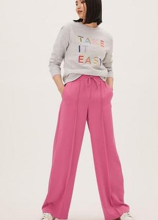 Яркие брюки брюки палаццо широкие брюки m&amp;s high rise, р.12