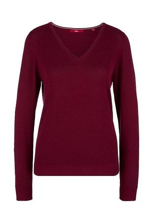 Жіночий стильний бордовий джемпер з v-вирізом