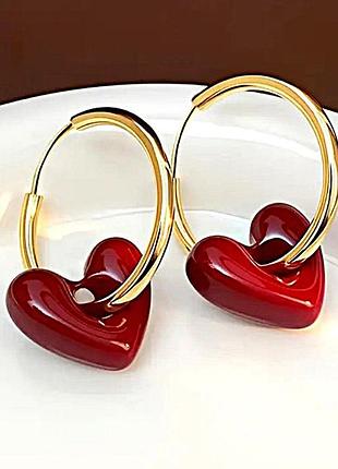 Серьги бижутерия стильные подвески на кольцах jeweston темно-красные sku 03803