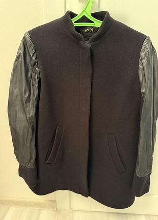 Французьке люксове пальто вкорочене з вовни і шкіри від maje