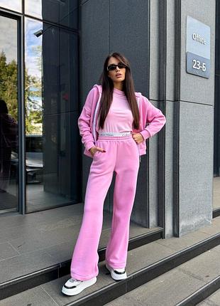 Трендовый костюм тройка с имитацией белья на флисе 😍