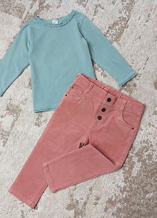 Набор из реглана и вельветовых штанишек на девочку 12-18 мес.