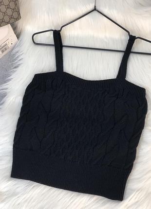 Вʼязаний топ чорний vero moda майка вʼязана коротка жіноча