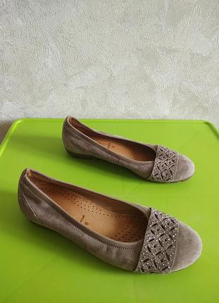 Замшеві шкіряні жіночі туфлі балетки 39/6 розміру від бренду gabor спеціальні технології для легкої ходи