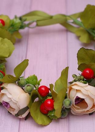 Венок венчик под вышиванку бежево масляный