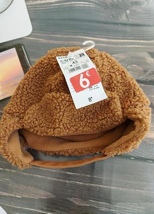 Детская шапка из ткани “тедди” на флисе kiabi (франция)