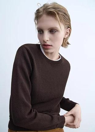 Однотонний джемпер у стилі рустик від zara / нова колекція