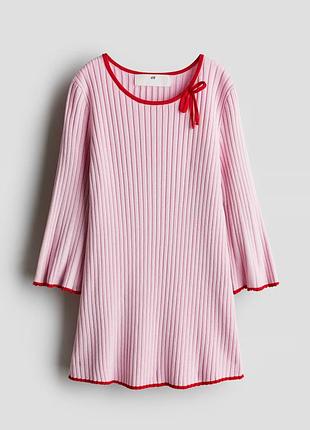 H&amp;m платье из ребристой ткани для девочки розовое 98/104см(2-4р)