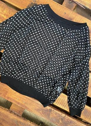 Женская кофта (свитшот, блуза) в горох new look (нью лук срр идеал оригинал черно-белая)