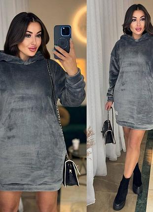 Женское махровое платье-туника от 42 до 52 размера