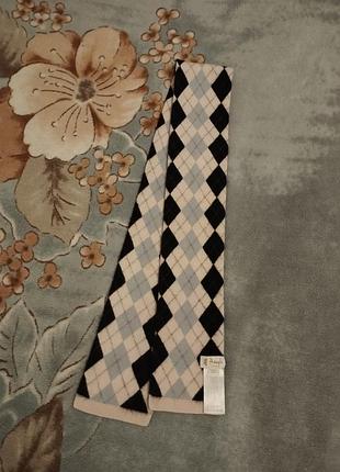 Винтаж длинный узкий шарф 100% кашемир унисекс pringle of scotland argyle принт