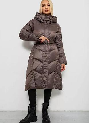 Пуховик куртка жіноча зимова шоколадного кольору