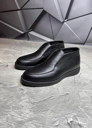 Ботинки мужские кожаные стильные удобные осень/зима утеплитель байка