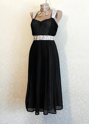 Черное шифоновое платье - сарафан, платье на бретельках, 8/s