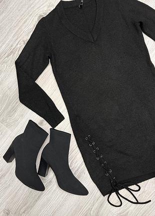 Чорна сукня-светр зі шнурівкою eksept розмір m-l