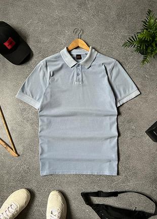 Чоловіче блакитне поло теніска boss hugo boss оригінал розмір m/l