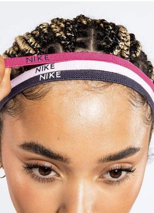 Пов'язки  nike на голову 3 шт. чорна/пудрова/рожева