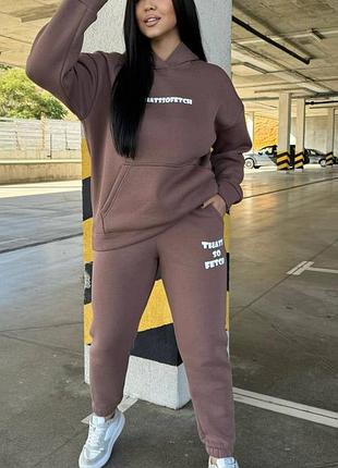 Теплый женский спортивный костюм с надписью