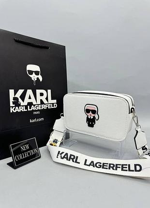 Сумка маленькая  белая женская karl lagerfeld клатч карл лагерфельд  кросс-боди