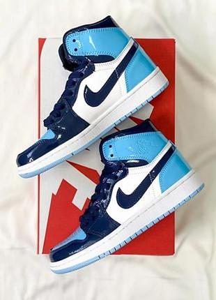 Високі кросівки хайтопи nike air jordan retro 1 Cross milk blue(24,5см)