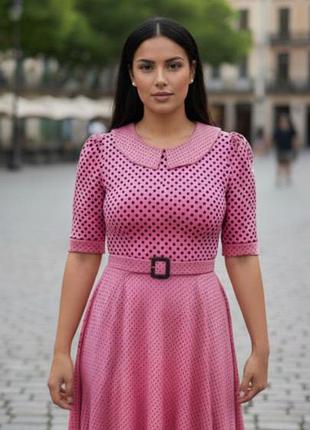 Рожева сукня в горошок + юбка