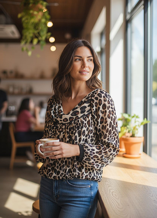 201. zara блуза в леопардовый принт, ткань с добавлением шелка, оверсайз