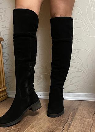 Ботфорти замшеві зимові утеплені чоботи високі