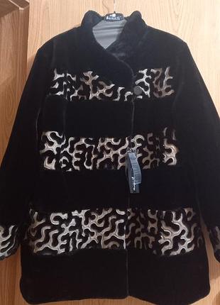 Mirage m-style - чёрный полушубок с узорами, с утеплителем 🖤🗯🖤🗯🖤