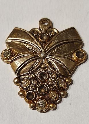 Винтажная подвеска, кулон в виде банта с гроздью винограда, украшенная стразами