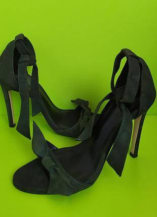 Замшевые хаки оливка босоножки на шпильке nivelle 37