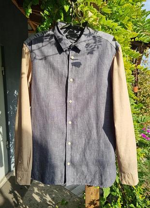 Allsaints мужская рубашка из льна-хлопка интересная