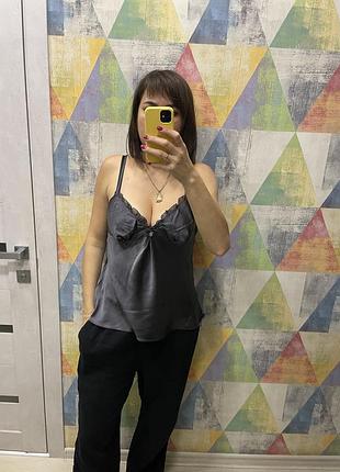 Майка бельевой стиль , майка на тонких бретелях, шолковая майка