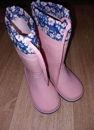 Чобітки гумові, чоботи резинові для дівчинки 24-25
