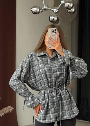 Женская рубашка в клетку из натурального хлопка