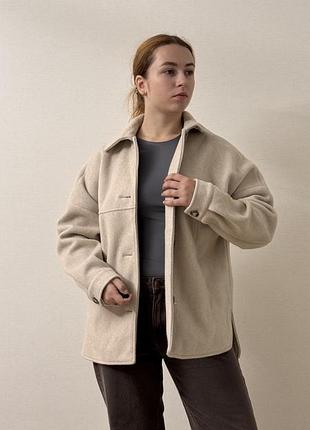 Утепленная куртка-рубашка из волочного материала reserved