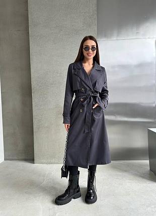 Тренч коттон-парка 💔 универсальный 42-46 • черный, графит, мокко, беж, хаки • арт.425